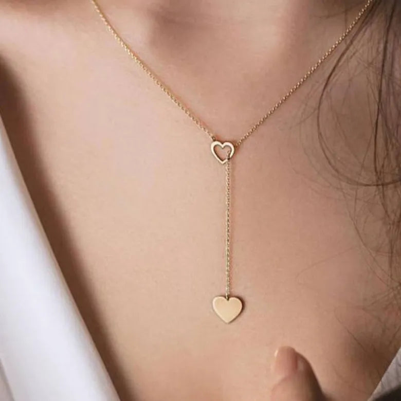 Solid heart necklace set