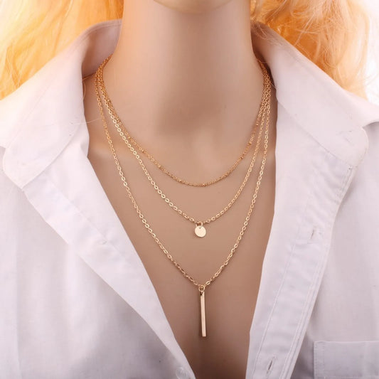 3 layer simple gold necklace