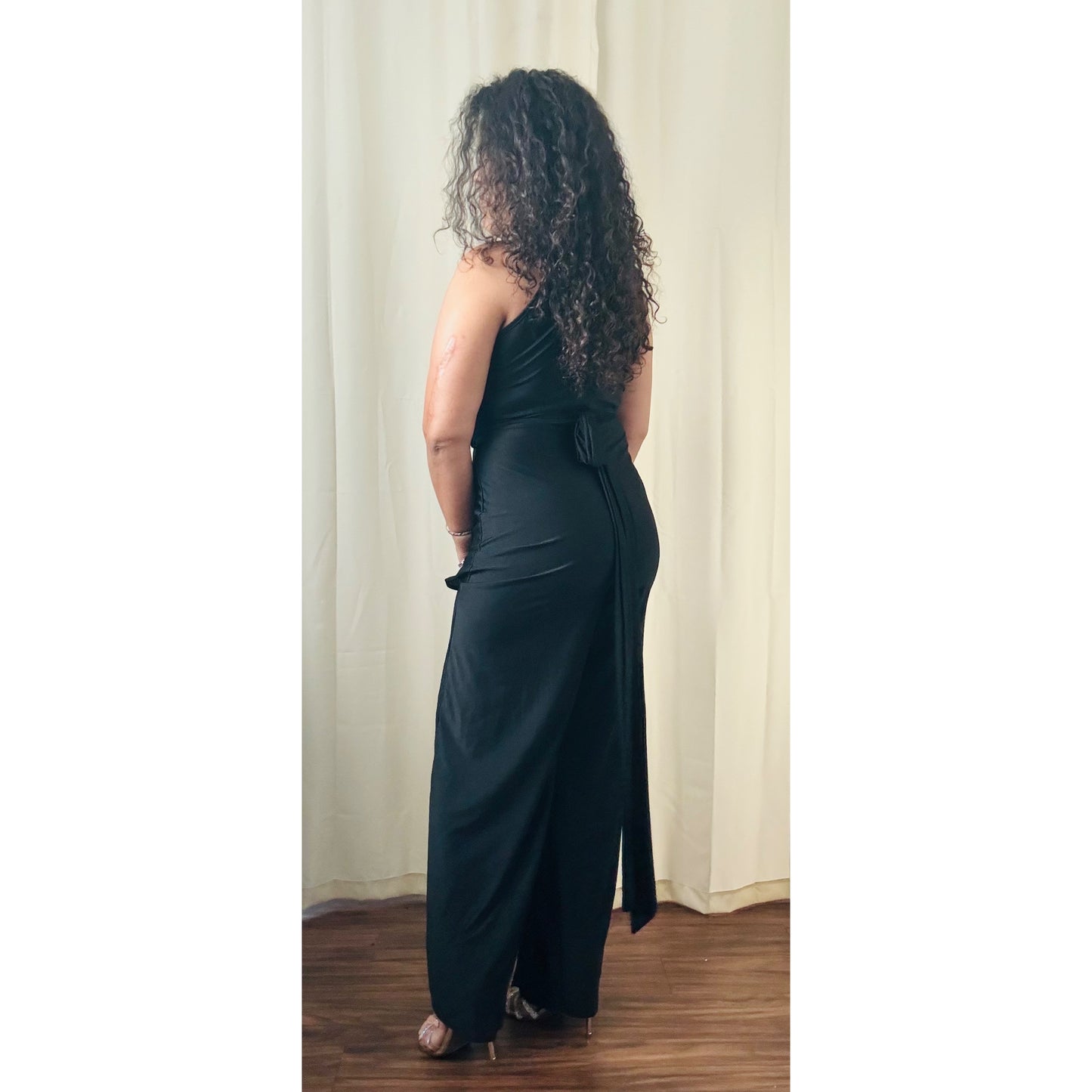 Black sleeveless jumpsuit