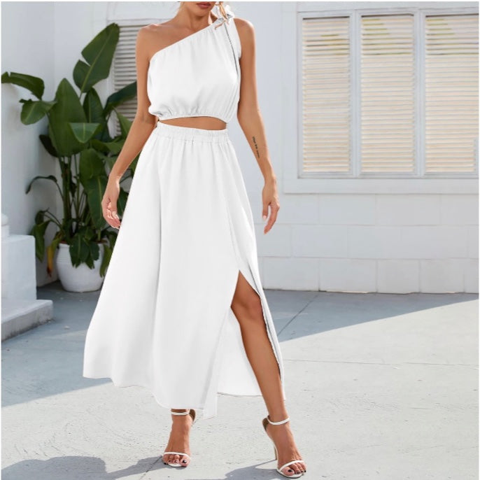 Shoulder 2 piece swing dress