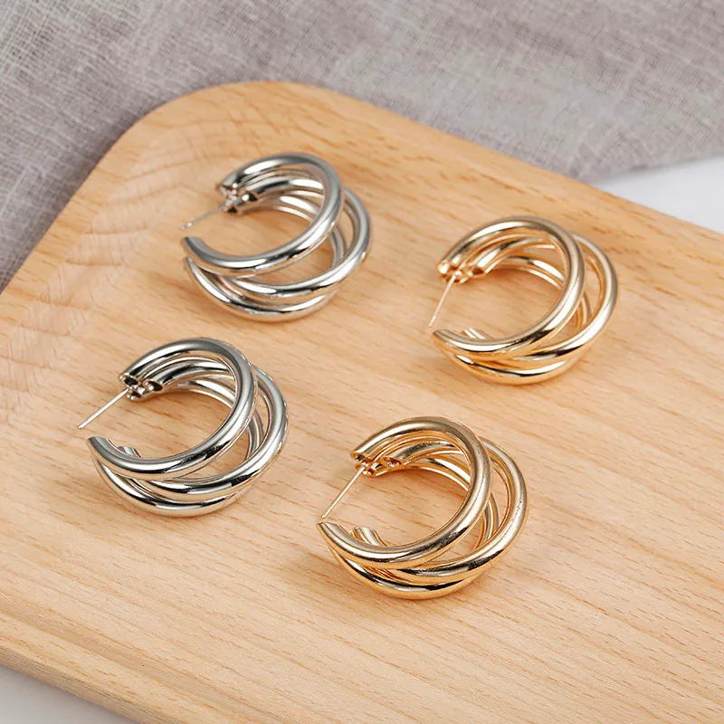 Silver multilayer earring