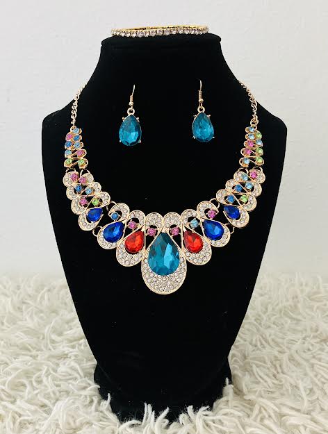 Multicolor water drop chain set